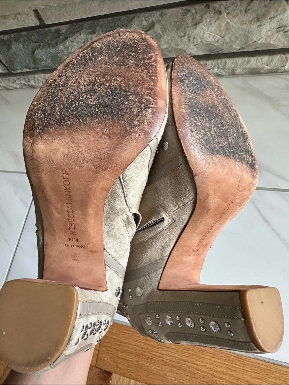 Rebecca Minkoff Mila Runway Studded Open Toe Booties Size 10M